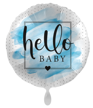 Folienballon - Hello Baby, blau - ø 43cm